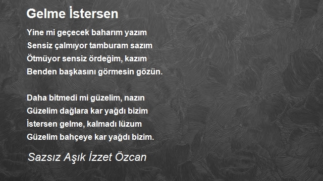 Sazsız Aşık İzzet Özcan