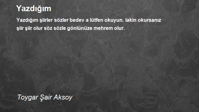 Toygar Şair Aksoy