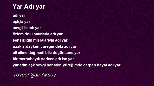 Toygar Şair Aksoy