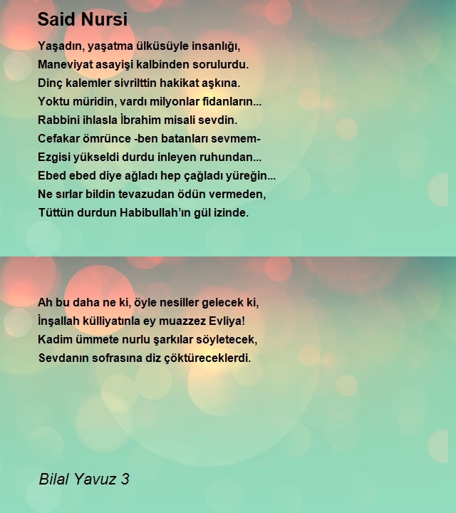 Bilal Yavuz Şiirleri