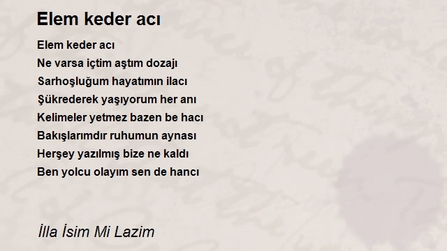 İlla İsim Mi Lazim