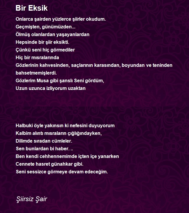 Şiirsiz Şair